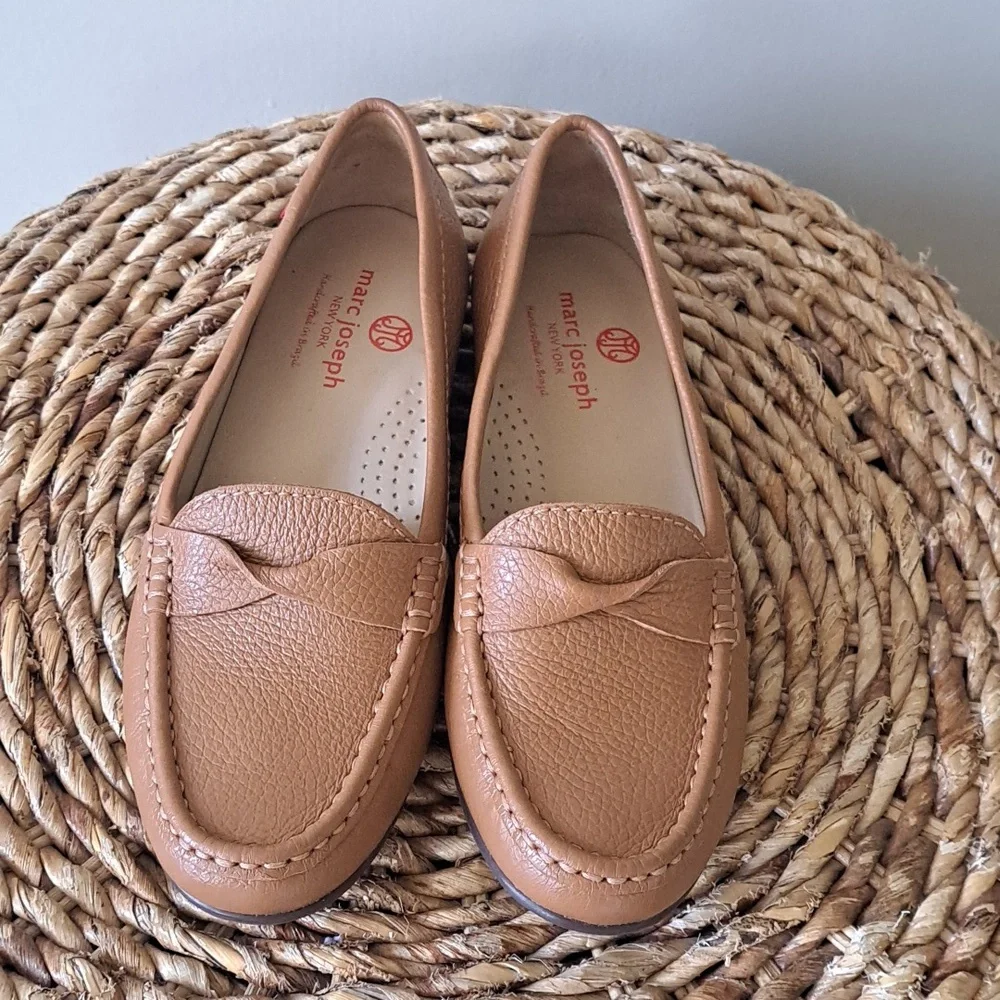 Marc Joseph New York Womens Claremont St. Brown Pebbled Leather Loafers S-6‎